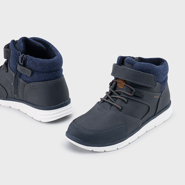 Mayoral Μποτάκι Δερμάτινο Με Μπλε Τελείωμα