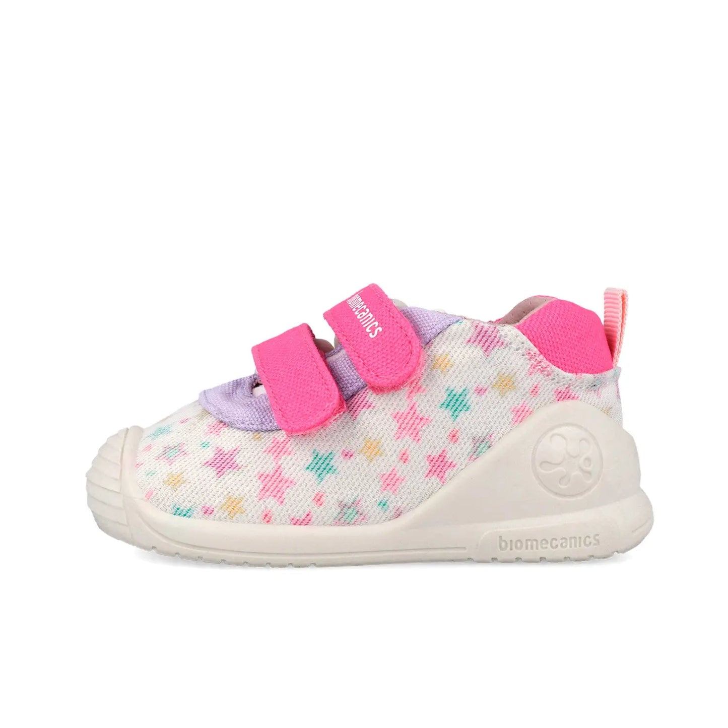 Ροζ βρεφικά sneakers Biomecanics για κορίτσι με διπλό velcro και ανατομική σόλα Biogateo.