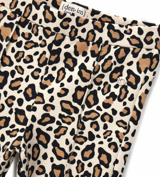 Παντελόνι από μαλακό ελαστικό βαμβακερό φλις με φαρδύ τελείωμα και allover πουά τύπωμα, για ένα πρακτικό και μοντέρνο στυλ.