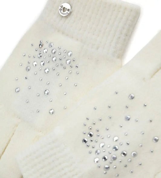 Μαγικά γάντια με τεχνολογία αφής, διακοσμημένα με στρας και χάντρες. Επιτρέπουν τη χρήση συσκευών αφής χωρίς να τα αφαιρείτε, προσφέροντας άνεση και στυλ στις κρύες μέρες.