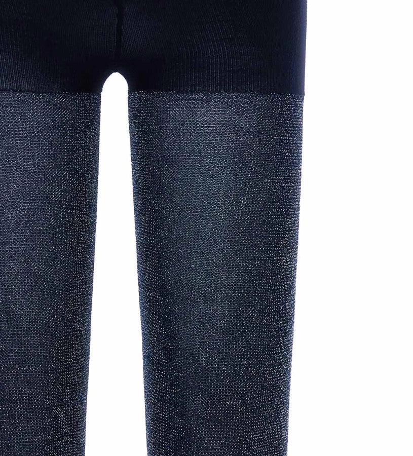 Καλσόν από μικροΐνες με ριγέ σχέδιο και λεπτομέρειες lurex. Άνετο και κομψό, ιδανικό για ιδιαίτερες περιστάσεις.