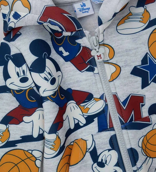 Μπλούζα με κουκούλα Disney από νεοπρέν, με μπροστινό άνοιγμα με φερμουάρ, ριμπ τελειώματα και συνολικό τύπωμα για ζωηρή και άνετη εμφάνιση.