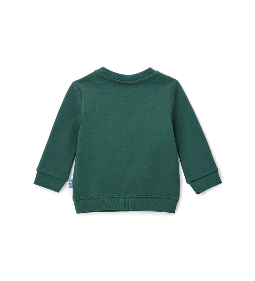 Πράσινο παιδικό φούτερ Peanuts από ζεστό βαμβάκι, με στρογγυλή λαιμόκοψη, τύπωμα και κέντημα στο μπροστινό μέρος, καθώς και ριμπ τελειώματα για άνετη εφαρμογή. Για τα μεγέθη έως 2–3 ετών διαθέτει πρακτικό άνοιγμα με κουμπιά-σούστες για μεγαλύτερη ευκολία στο ντύσιμο. Ένα χαριτωμένο και μοντέρνο κομμάτι για τις καθημερινές εμφανίσεις των παιδιών.