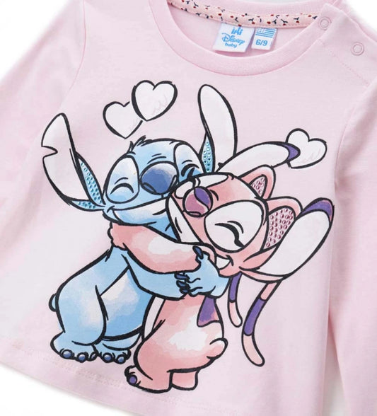 Μπλούζα Disney Stitch από ελαστικό βαμβάκι με στρογγυλή λαιμόκοψη, μακριά μανίκια και τύπωμα διακοσμημένο με στρας στο μπροστινό μέρος. Άνετη και λαμπερή.