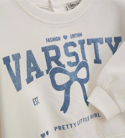 κοριτσίστικο off-white βαμβακερό φούτερ Varsity Original Marines για κορίτσια 6 μηνών έως 5 ετών.