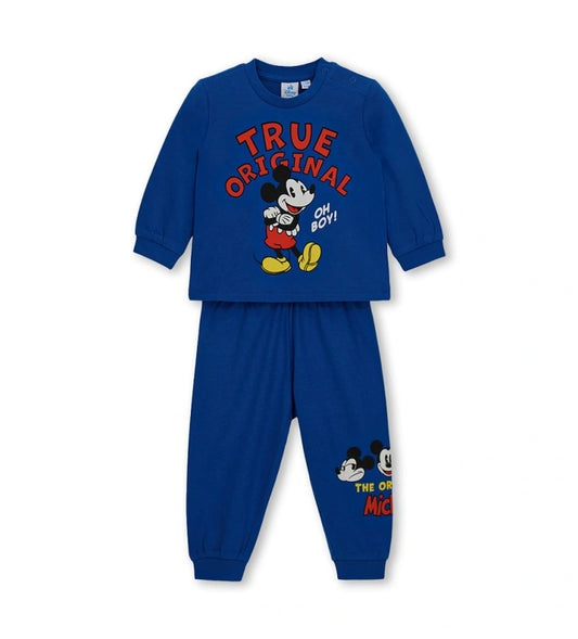 μπλε βρεφική βαμβακερή πυτζάμα Original Marines με στάμπα Disney Mickey Mouse.