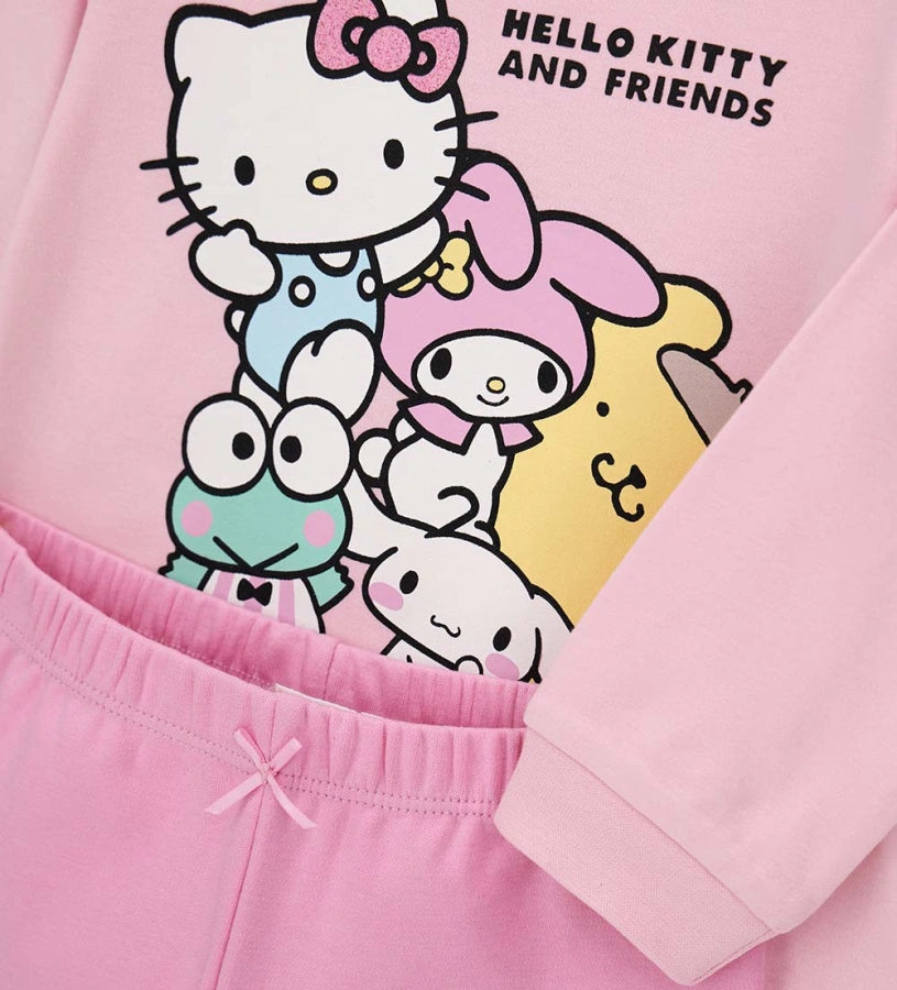 ροζ βρεφική βαμβακερή πυτζάμα Original Marines με στάμπα Hello Kitty & Friends.