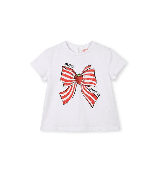 Παιδικό λευκό T-shirt για κορίτσι 6 μηνών έως 5 ετών με τύπωμα glitter Original Marines.
