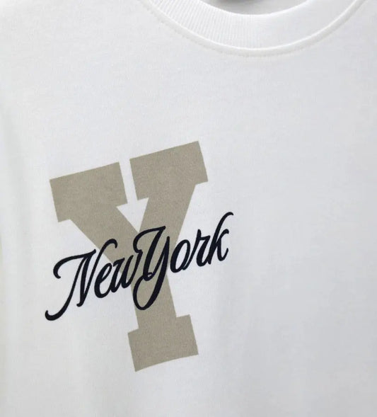 Λευκή μακρυμάνικη μπλούζα Original Marines για αγόρι με oversized New York prints, βαμβακερή για άνετο καθημερινό ντύσιμο σχολείου και βόλτας