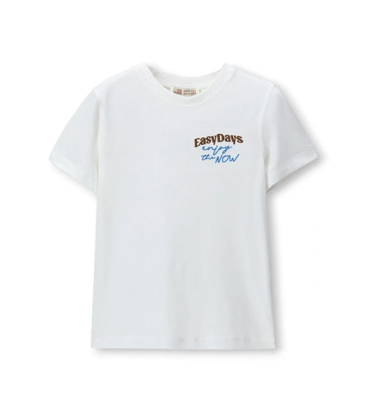 Παιδικό κοντομάνικο T-shirt για αγόρι σε λευκό χρώμα από 100% βαμβάκι.