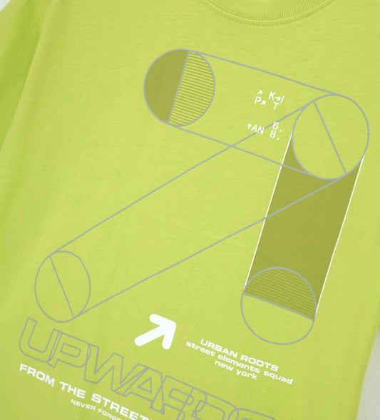 Παιδικό κίτρινο βαμβακερό T-shirt για αγόρι με oversized γραμμή και bold prints Original Marines.