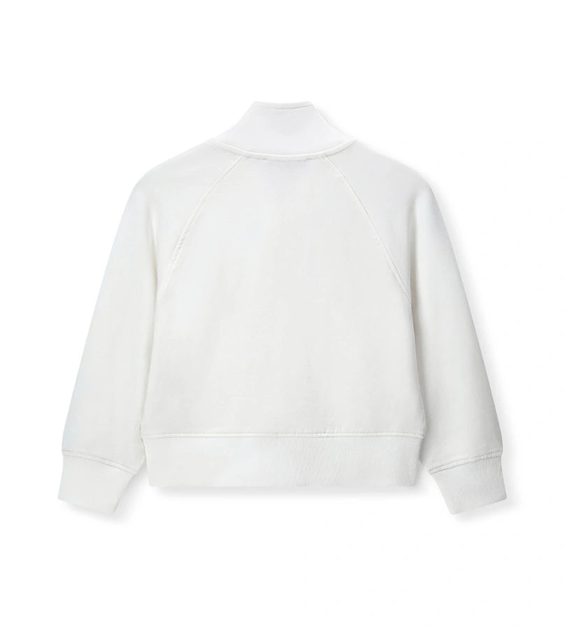 Λευκή βαμβακερή ζακέτα για κορίτσι με φερμουάρ Original Marines, ιδανική για σχολική χρήση.