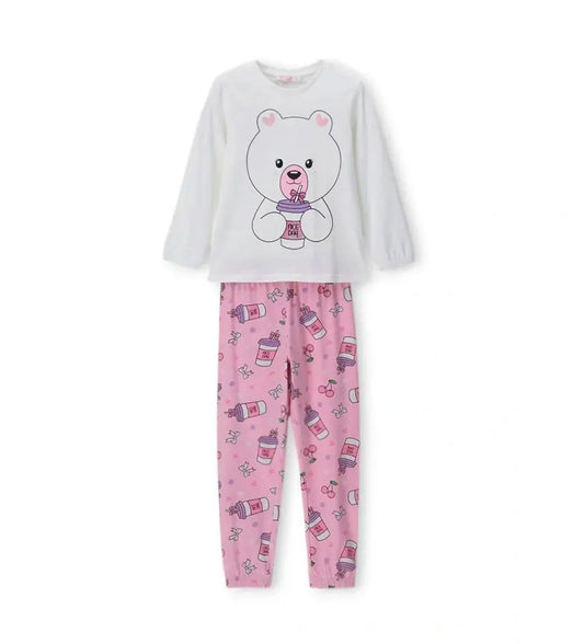 Παιδικές πυτζάμες για κορίτσι σε λευκό χρώμα με λαμπερό τύπωμα γκλίτερ.