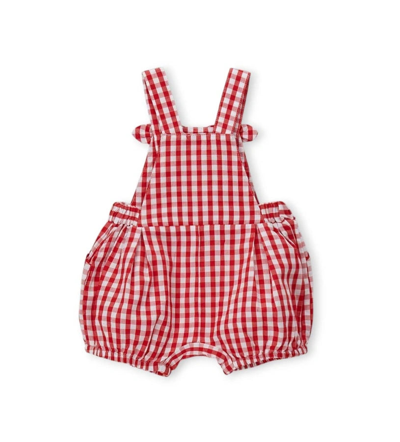 Βρεφική ολόσωμη φόρμα για κορίτσι καρό gingham με κέντημα Original Marines.