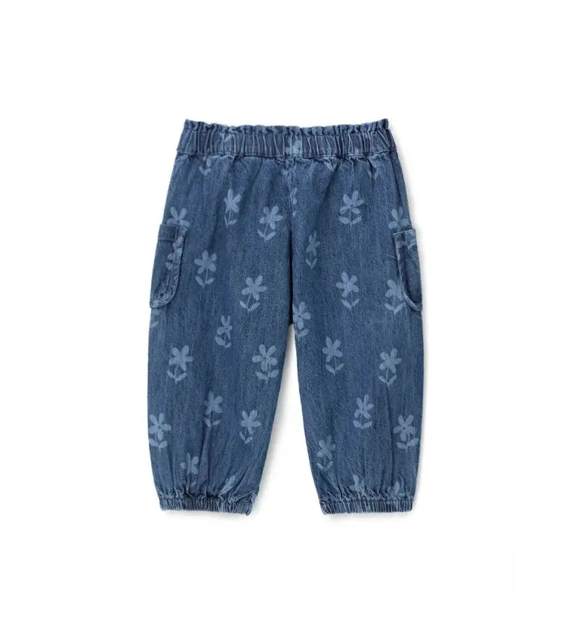Βρεφικό τζιν παντελόνι Original Marines από ελαφρύ denim με λουλουδάκια στο κάτω μέρος.