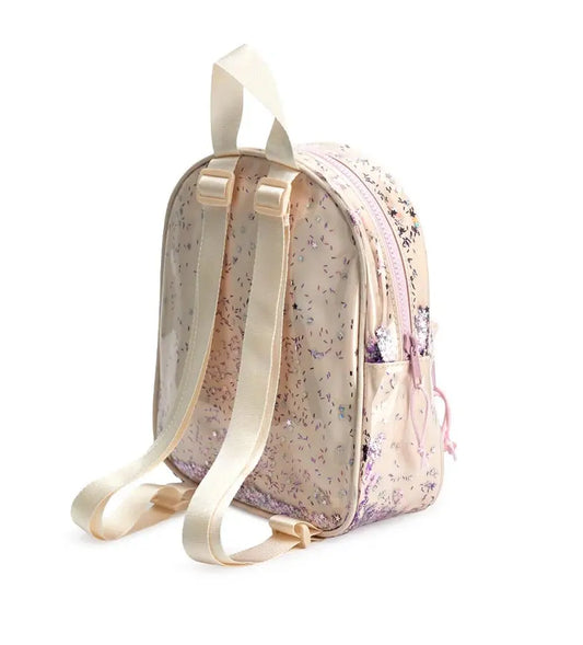 Πίσω μέρος από παιδικό backpack για κορίτσι που δείχνει τους ρυθμιζόμενους ιμάντες ώμου.