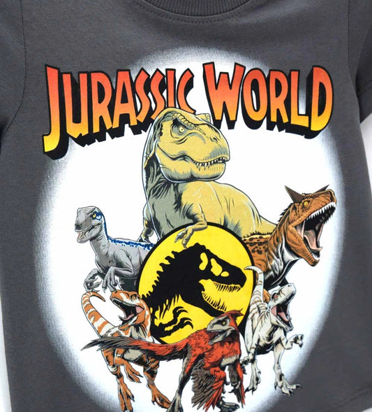 Παιδικό γκρι T-shirt Jurassic World για αγόρι με τύπωμα δεινοσαύρου Original Marines.