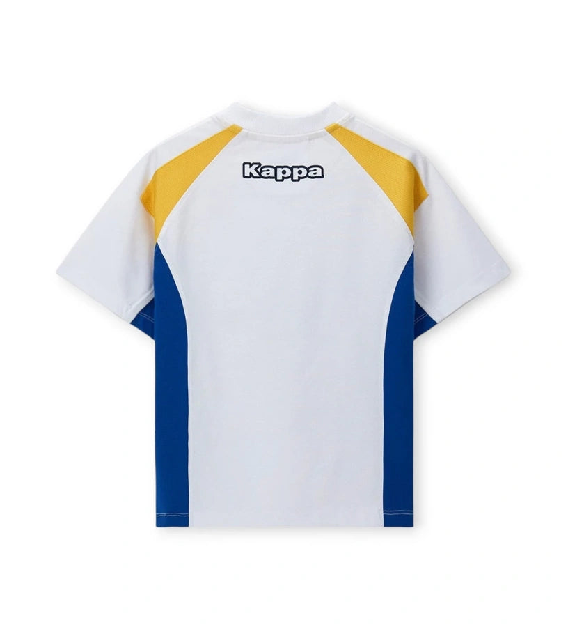 Παιδικό λευκό T-shirt Kappa για αγόρι με oversized γραμμή και λογότυπο Original Marines.