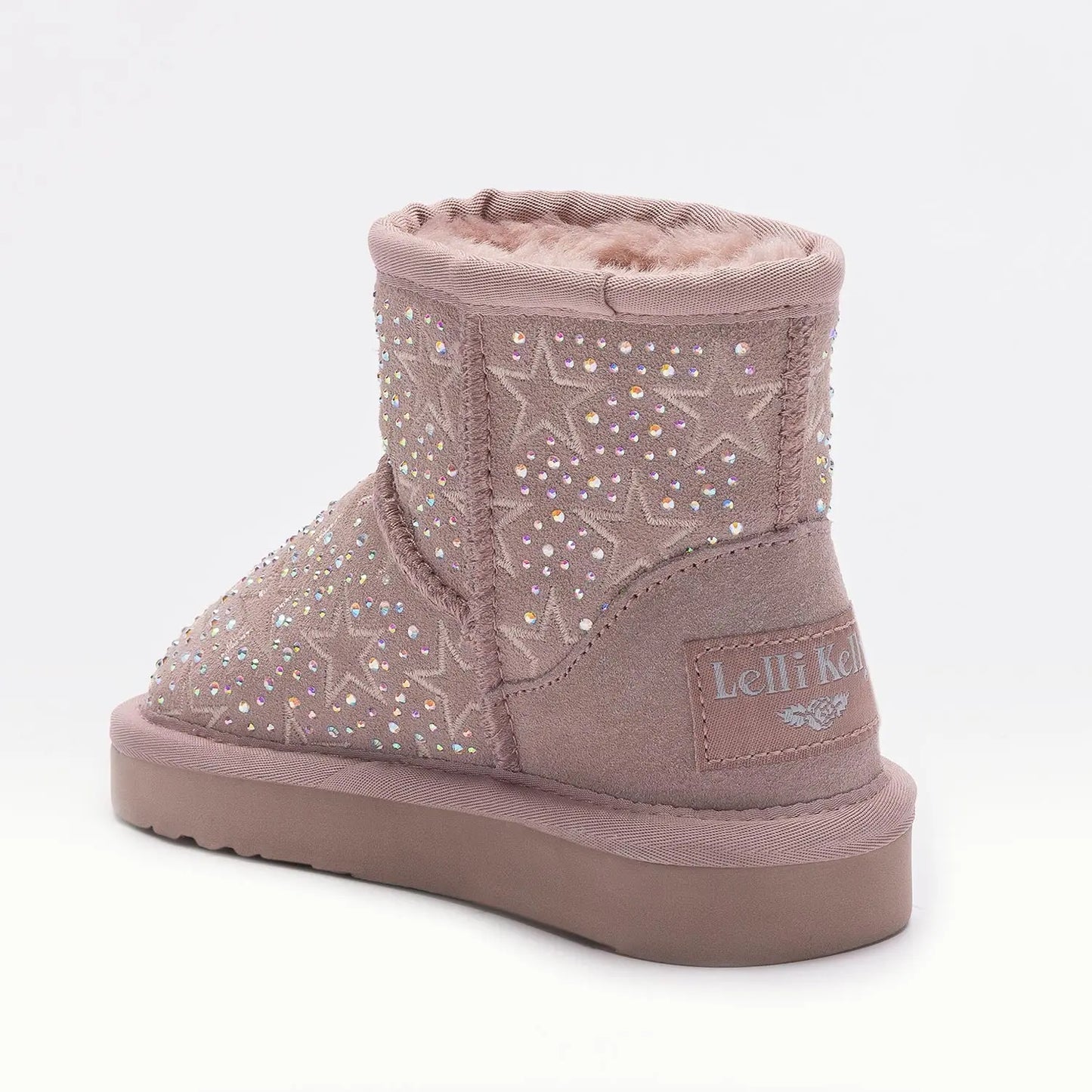Παιδικό μποτάκι Lelli Kelly Dajana σε ροζ με στρας και αστέρια. Μαλακό δέρμα καστόρι, γούνα εσωτερικά, ανατομικός πάτος, αντιολισθητική σόλα και ελαφριά κατασκευή.