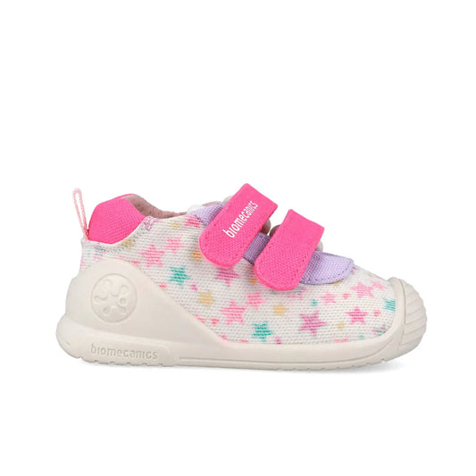 Ροζ βρεφικά sneakers Biomecanics για κορίτσι με διπλό velcro και ανατομική σόλα Biogateo.