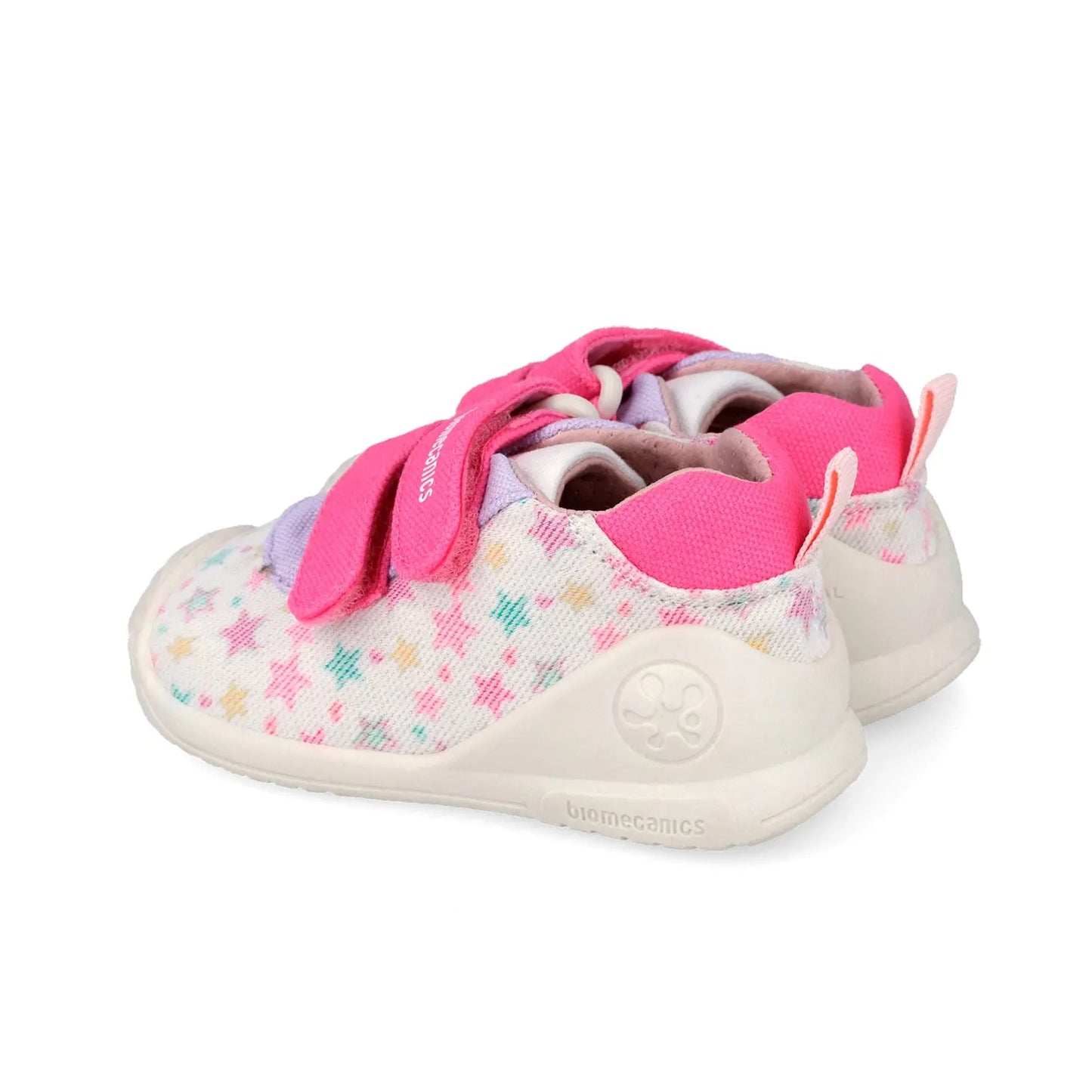 Ροζ βρεφικά sneakers Biomecanics για κορίτσι με διπλό velcro και ανατομική σόλα Biogateo.