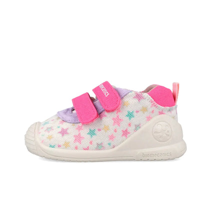 Ροζ βρεφικά sneakers Biomecanics για κορίτσι με διπλό velcro και ανατομική σόλα Biogateo.
