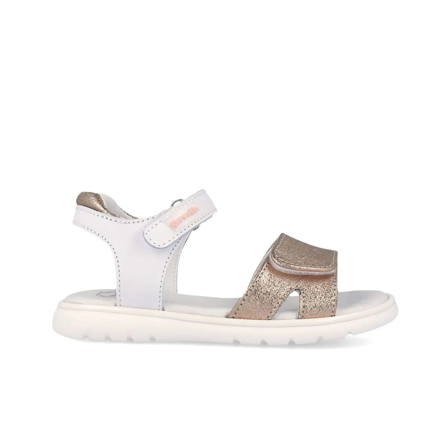 Garvalin παιδικό πέδιλο για κορίτσι λευκό χρυσό glitter velcro ανατομικό 262420-B876