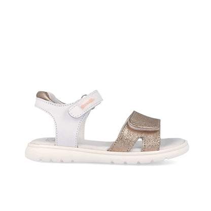 Garvalin παιδικό πέδιλο για κορίτσι λευκό χρυσό glitter velcro ανατομικό 262420-B876