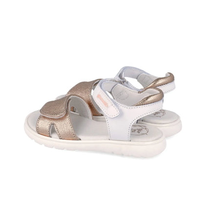 Garvalin παιδικό πέδιλο για κορίτσι λευκό χρυσό glitter velcro ανατομικό 262420-B876