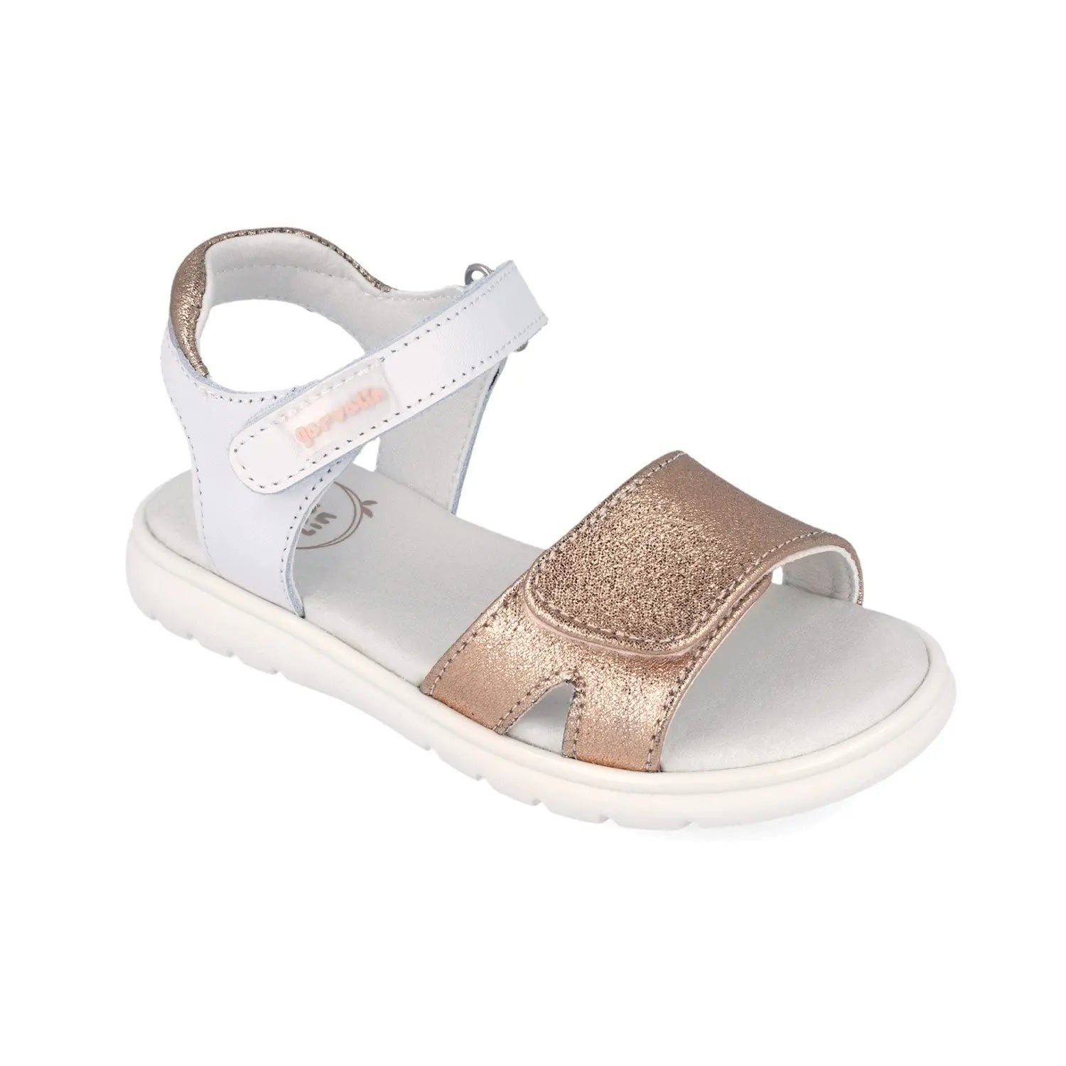 Garvalin παιδικό πέδιλο για κορίτσι λευκό χρυσό glitter velcro ανατομικό 262420-B876