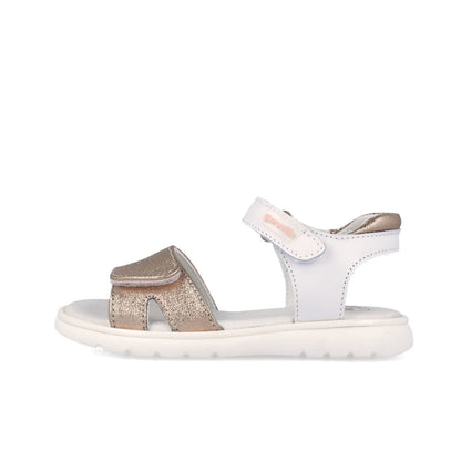 Garvalin παιδικό πέδιλο για κορίτσι λευκό χρυσό glitter velcro ανατομικό 262420-B876