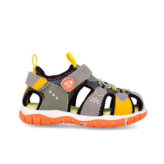 Garvalin παιδικό παπουτσοπέδιλο αγόρι γκρι κίτρινο velcro ανατομικό 262715-A156