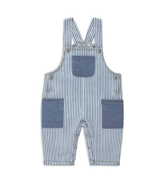 Βρεφική ριγέ σαλοπέτα Original Marines με τζιν τσέπες και κουμπιά στις τιράντες.