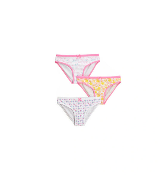 Σετ τριών παιδικών σλιπ για κορίτσι από απαλό βαμβάκι. Άνετα και αναπνεύσιμα, ιδανικά για καθημερινή χρήση.