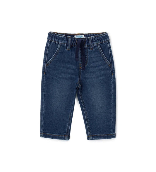 Άνετο και πρακτικό παντελόνι φόρμας από τζιν φούτερ, με ελαστική μέση και ρυθμιζόμενο κορδόνι, μπροστινές τσέπες και τσέπες με ρέλι στο πίσω μέρος.