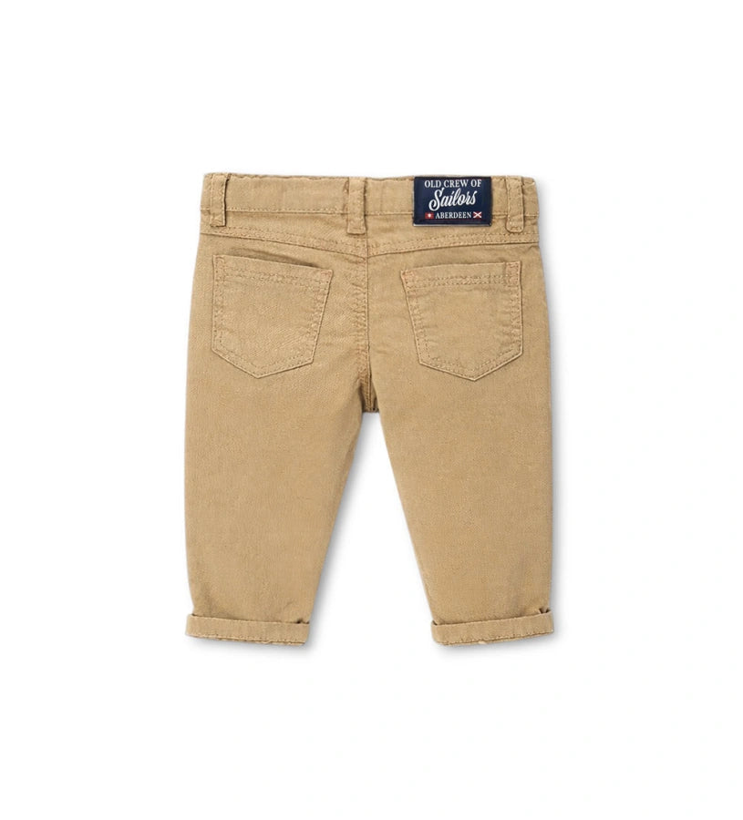 Παιδικό παντελόνι με τιράντες για αγόρι garment-dyed σε στυλ 5-pocket.