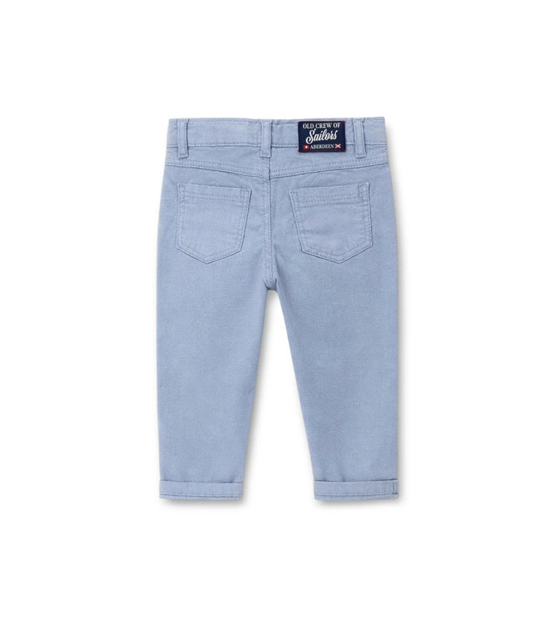 Παιδικό παντελόνι με τιράντες για αγόρι garment-dyed σε στυλ 5-pocket.