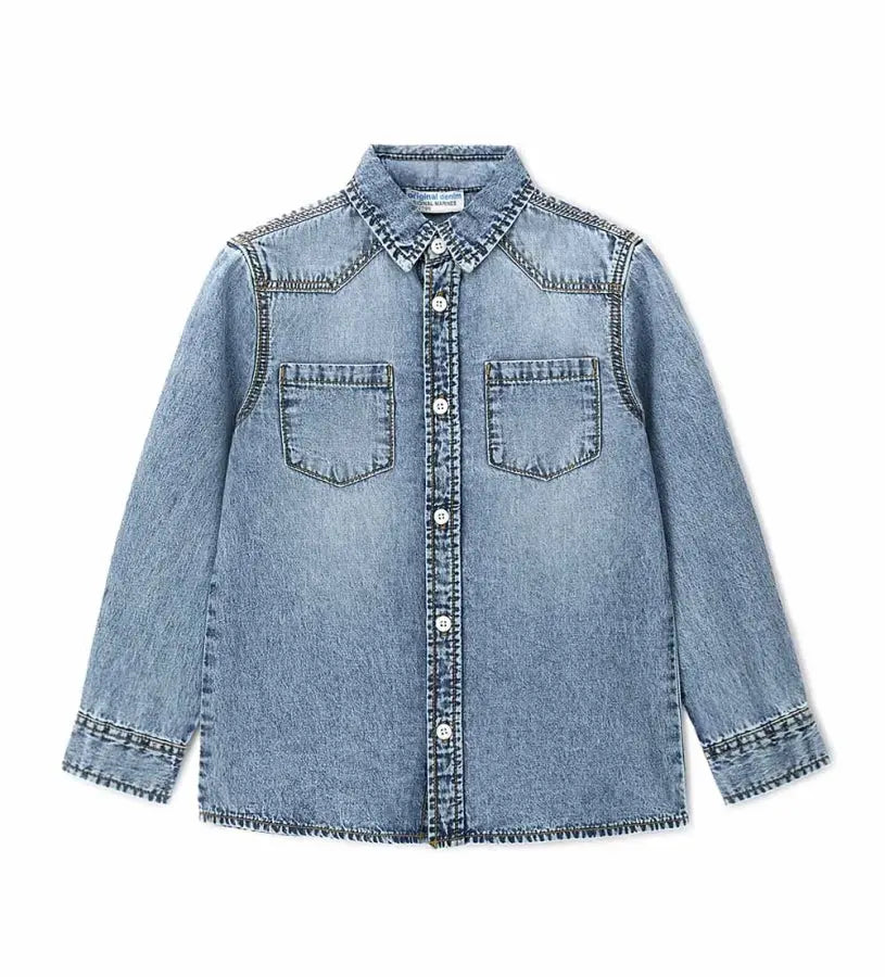 Παιδικό πουκάμισο denim για αγόρι σε κλασική μπλε απόχρωση.
