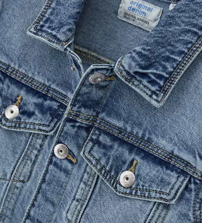 Original Marines Παιδικό Μπουφάν για Denim για αγόρι 5–14 ετών σε μπλε χρώμα με κουμπιά και τσέπες στο στήθος, κατάλληλο για σχολείο και βόλτες. Μπορεί να φορεθεί την άνοιξη και το καλοκαίρι