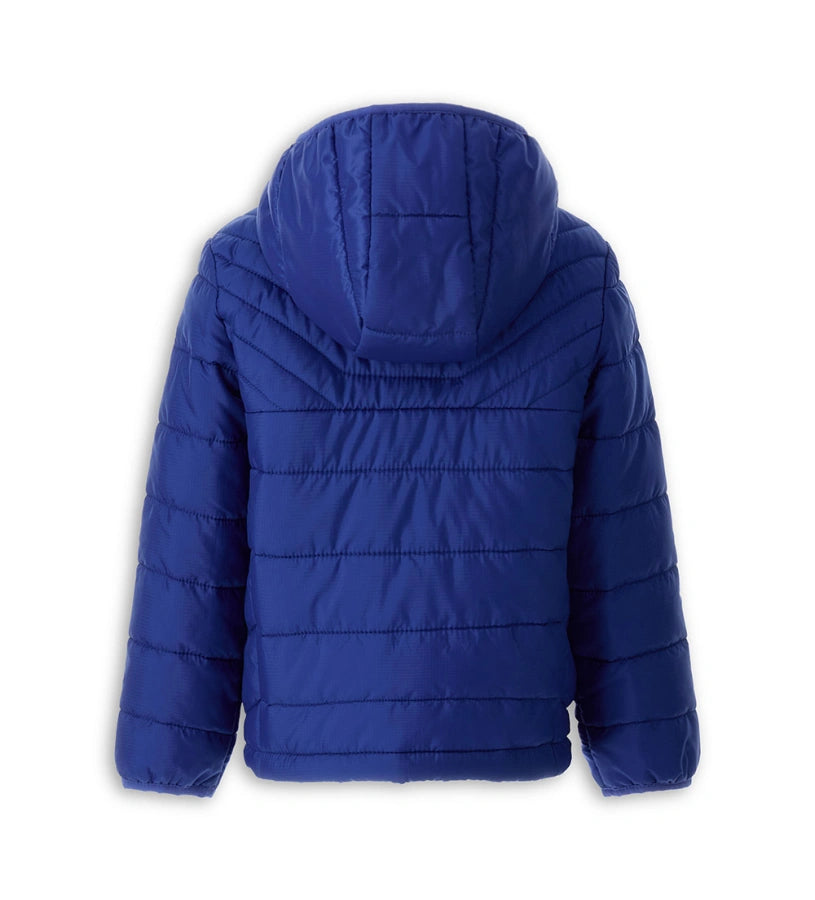 Παιδικό μπουφάν από καπιτονέ και επενδυμένο ripstop νάιλον με κουκούλα για άριστη προστασία από το κρύο. Διαθέτει άνοιγμα με φερμουάρ, τσέπες με φερμουάρ και ελαστικά τελειώματα για τέλεια εφαρμογή. Ένα ζεστό, πρακτικό και μοντέρνο κομμάτι για κάθε χειμερινή εμφάνιση.