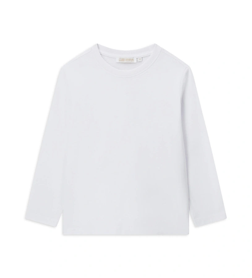 Μπλούζα με μακριά μανίκια από απαλό βαμβακερό ζέρσεϊ, ιδανική για καθημερινή άνεση. Η στρογγυλή λαιμόκοψη με ριμπ ύφανση προσθέτει στυλ και πρακτικότητα στην εμφάνιση.