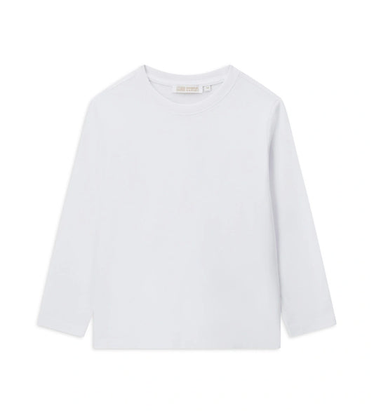 Μπλούζα με μακριά μανίκια από απαλό βαμβακερό ζέρσεϊ, ιδανική για καθημερινή άνεση. Η στρογγυλή λαιμόκοψη με ριμπ ύφανση προσθέτει στυλ και πρακτικότητα στην εμφάνιση.