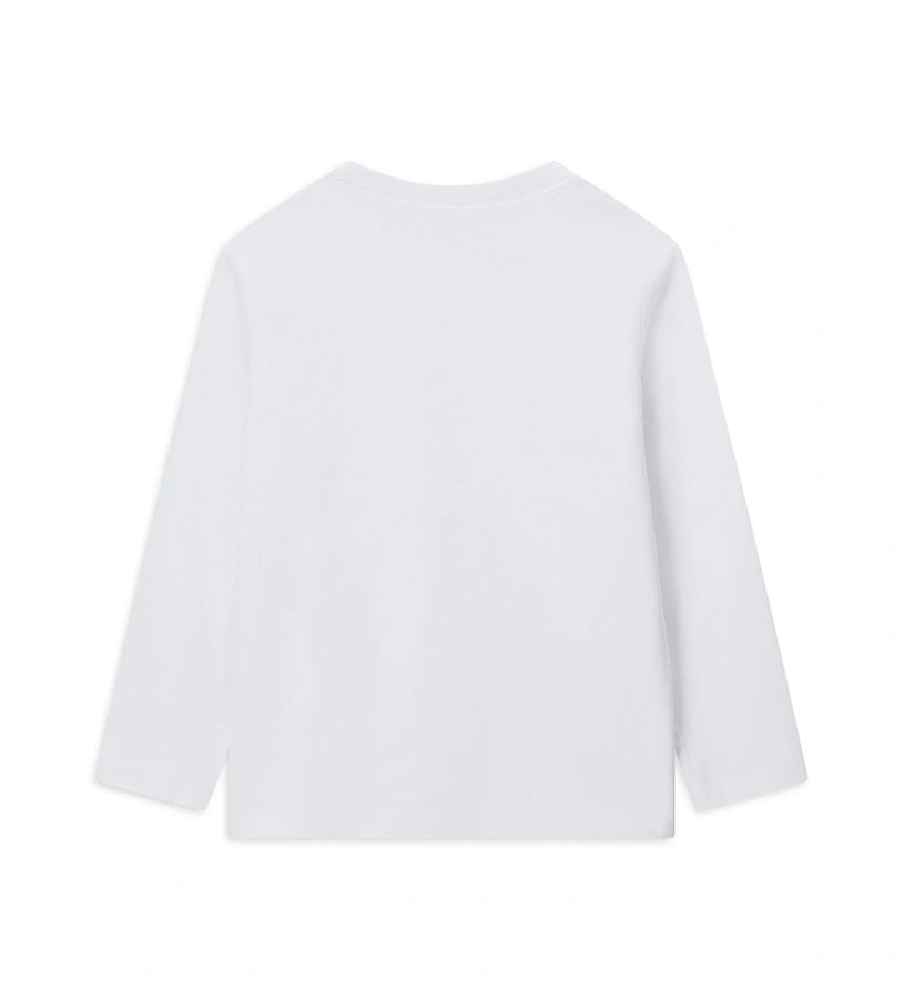 Μπλούζα με μακριά μανίκια από απαλό βαμβακερό ζέρσεϊ, ιδανική για καθημερινή άνεση. Η στρογγυλή λαιμόκοψη με ριμπ ύφανση προσθέτει στυλ και πρακτικότητα στην εμφάνιση.