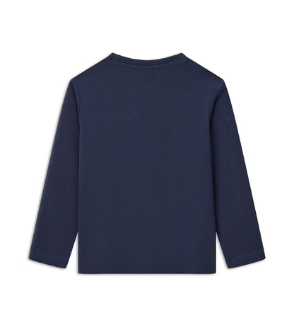 Μπλούζα με μακριά μανίκια από απαλό βαμβακερό ζέρσεϊ, ιδανική για καθημερινή άνεση. Η στρογγυλή λαιμόκοψη με ριμπ ύφανση προσθέτει στυλ και πρακτικότητα στην εμφάνιση.