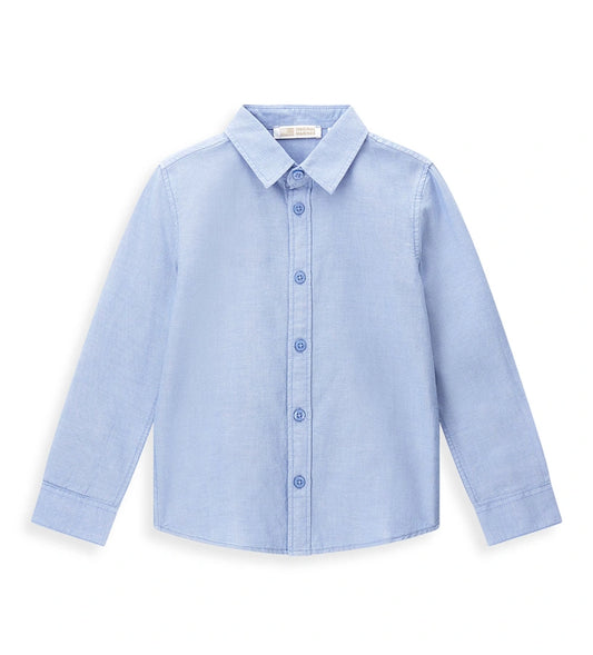 Παιδικό πουκάμισο για αγόρι σε γαλάζιο χρώμα από ύφασμα Oxford.