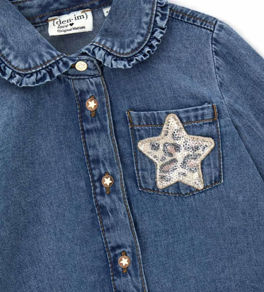 Original Marines Πουκάμισο Denim με Βολάν FF25