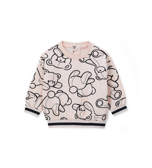 Παιδικό φούτερ από ζεστό βαμβάκι με ριμπ τελειώματα από νήμα βαφής και συνολικό τύπωμα. Για τα μεγέθη έως 2–3 ετών διαθέτει πρακτικό άνοιγμα με κουμπιά για μεγαλύτερη ευκολία στο ντύσιμο. Άνετο και μοντέρνο, ιδανικό για καθημερινές χειμερινές εμφανίσεις.