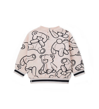 Παιδικό φούτερ από ζεστό βαμβάκι με ριμπ τελειώματα από νήμα βαφής και συνολικό τύπωμα. Για τα μεγέθη έως 2–3 ετών διαθέτει πρακτικό άνοιγμα με κουμπιά για μεγαλύτερη ευκολία στο ντύσιμο. Άνετο και μοντέρνο, ιδανικό για καθημερινές χειμερινές εμφανίσεις.