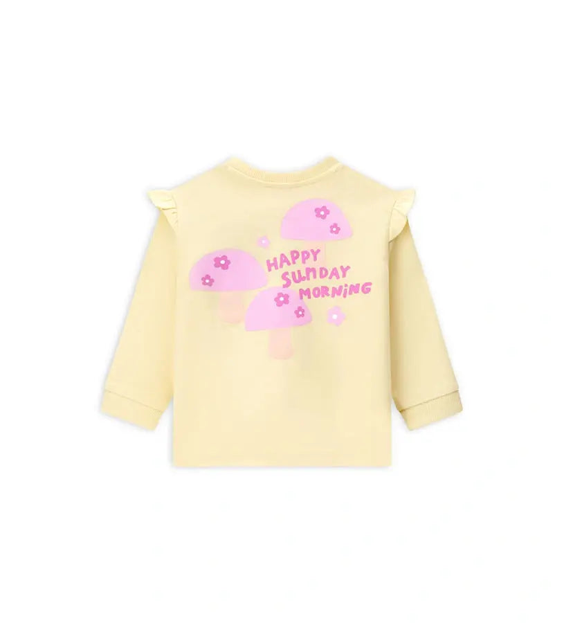 Παιδικές πιτζάμες από βαμβακερό fleece – μπλούζα και παντελόνι

Μπλούζα παιδική round neck με print και άνοιγμα στον ώμο

Παντελόνι πιτζάμας με allover print και ribbed τελειώματα

Λεπτομέρεια διακοσμητικού φιόγκου σε παιδικό παντελόνι πιτζάμας