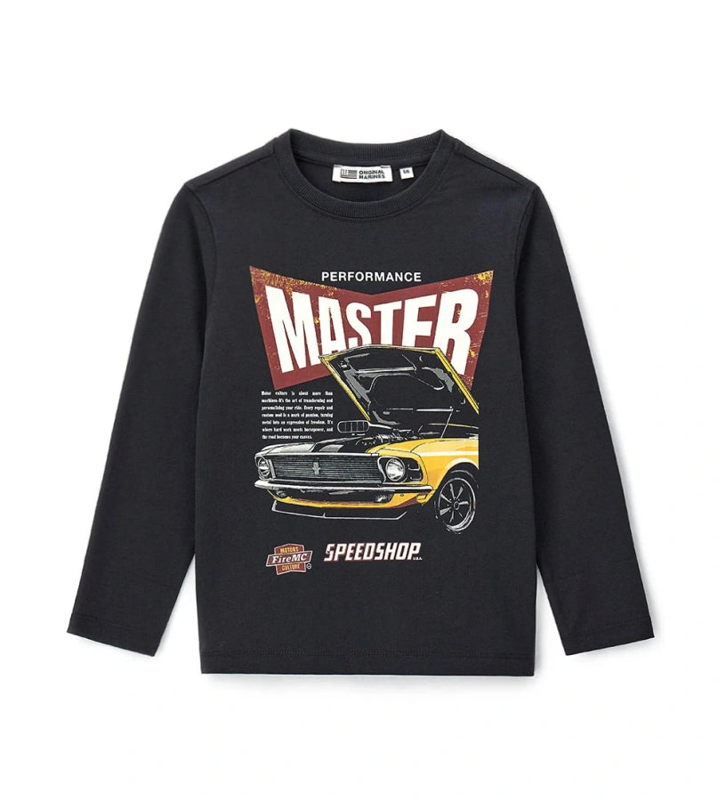 Original Marines Μπλούζα Μαύρη με Αυτοκίνητο FF25
